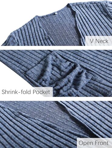 Les umes Womens Open Front Lightweight Knit Cardigans V Neck Loose Long Sleeve Sweaters with Pockets in Kuwait