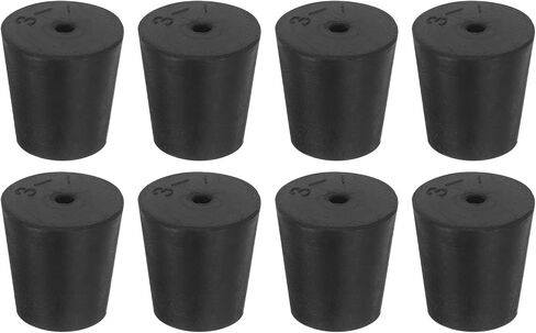 uxcell 8 Pcs 1-Hole Rubber Stopper, Tapered Lab Seal Tube Stopper Plug for Test Tube Flasks Glass Containers Industry and Laboratories, 26x20x25mm Black in Kuwait
