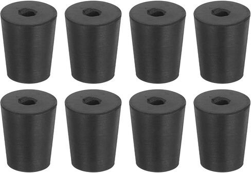 uxcell 8 Pcs 1-Hole Rubber Stopper, Tapered Lab Seal Tube Stopper Plug for Test Tube Flasks Glass Containers Industry and Laboratories, 26x20x25mm Black in Kuwait