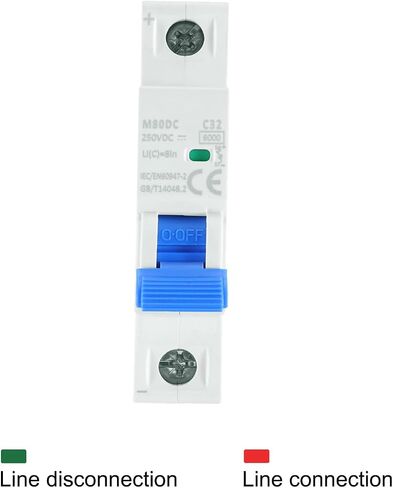MECCANIXITY 1 قطعة قاطع دائرة مصغر 1P 10A DC 250V M80DC DIN السكك الحديدية جبل قطع التبديل حماية قاطع الدائرة رحلة مغناطيسية حرارية لحماية الدائرة القصيرة، أزرق in Kuwait
