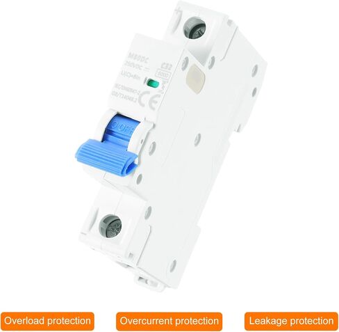 MECCANIXITY 1 قطعة قاطع دائرة مصغر 1P 10A DC 250V M80DC DIN السكك الحديدية جبل قطع التبديل حماية قاطع الدائرة رحلة مغناطيسية حرارية لحماية الدائرة القصيرة، أزرق in Kuwait