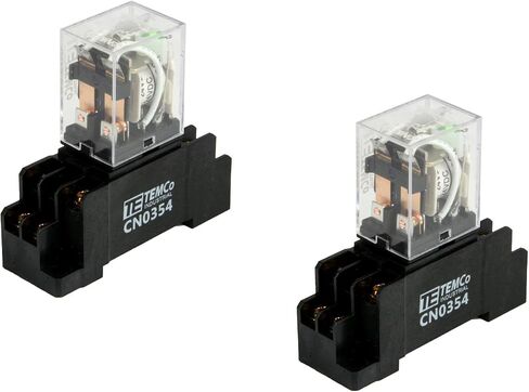 Temco 2X Industrial Ice Cube Plug-in Relay General Purpose 24 VDC 10A Contact 8 Pin (LY2 Format) w/Socket in Saudi Arabia