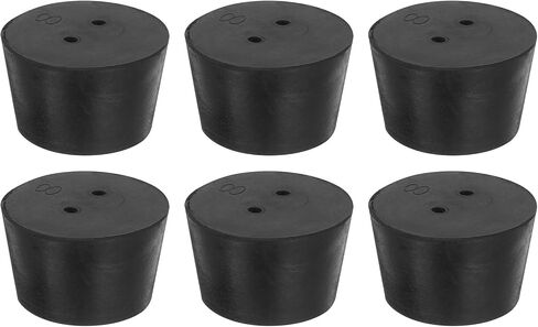 uxcell 6 Pcs 2-Hole Rubber Stopper, Tapered Lab Seal Tube Stopper Plug for Test Tube Flasks Glass Containers Industry and Laboratories, 34x27x25mm Black in Saudi Arabia