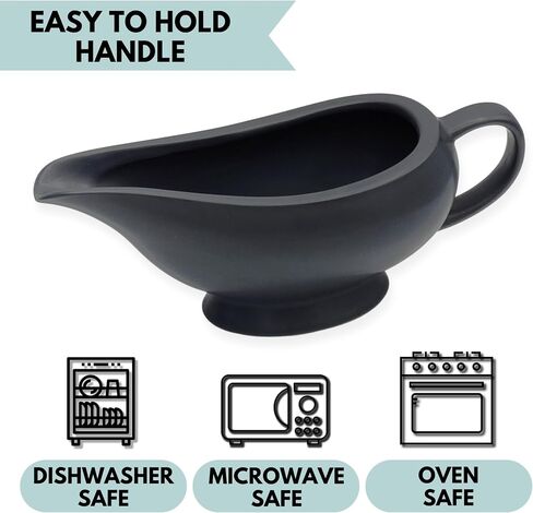 Gravy Boat - (14oz) Elegant Ceramic Gravy Bowl - Ceramic Gravy Boat - Stoneware Gravy Boat Warmer (Black) - Insulated Thanksgiving Gravy Boat in Saudi Arabia