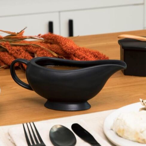 Gravy Boat - (14oz) Elegant Ceramic Gravy Bowl - Ceramic Gravy Boat - Stoneware Gravy Boat Warmer (Black) - Insulated Thanksgiving Gravy Boat in Saudi Arabia