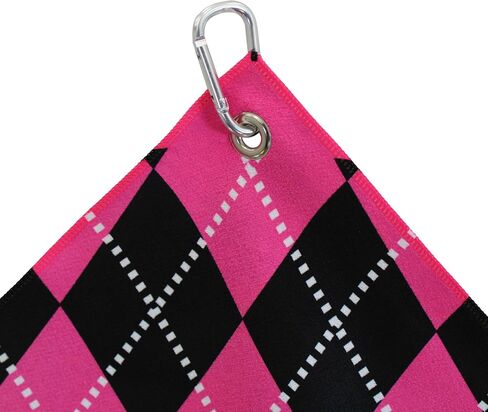 Women's Argyle Golf Club Headcover 4 Piece Gift Set- Includes 1 Driver, 1 Fairway, 1 Hybrid and 1 Matching Microfiber 18" x18' Sports Towel with Carabiner Clip Handmade in USA (Purple) in Saudi Arabia