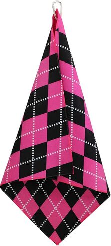 Women's Argyle Golf Club Headcover 4 Piece Gift Set- Includes 1 Driver, 1 Fairway, 1 Hybrid and 1 Matching Microfiber 18" x18' Sports Towel with Carabiner Clip Handmade in USA (Purple) in Saudi Arabia