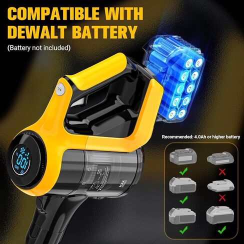 350W Cordless Vacuum Cleaner for DeWALT 20v Battery(No Battery), 30kPa 6 in 1 Lightweight Stick Vacuum with 2 Mode Suction, 180° Bendable Wand Stick Vacuum Cleaner for Home Hard Floor Pet Car Carpet in Saudi Arabia