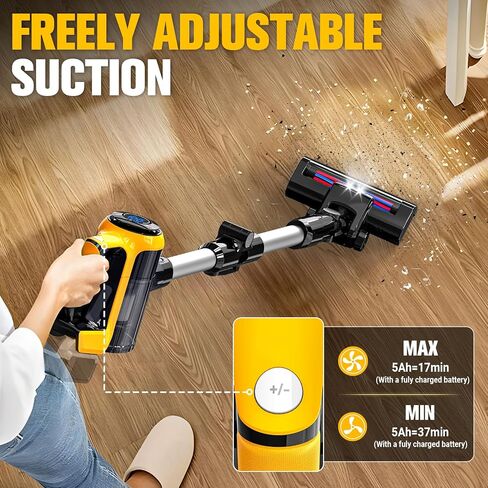 350W Cordless Vacuum Cleaner for DeWALT 20v Battery(No Battery), 30kPa 6 in 1 Lightweight Stick Vacuum with 2 Mode Suction, 180° Bendable Wand Stick Vacuum Cleaner for Home Hard Floor Pet Car Carpet in Saudi Arabia