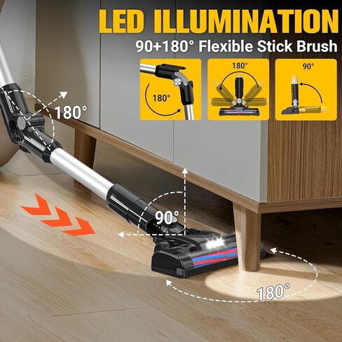 350W Cordless Vacuum Cleaner for DeWALT 20v Battery(No Battery), 30kPa 6 in 1 Lightweight Stick Vacuum with 2 Mode Suction, 180° Bendable Wand Stick Vacuum Cleaner for Home Hard Floor Pet Car Carpet in Saudi Arabia
