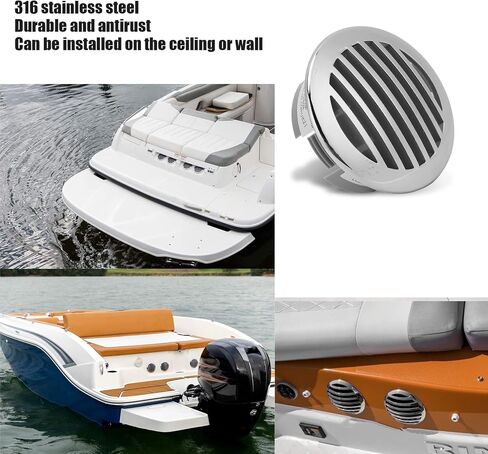 KIMISS 4pcs 3.5in Boat Vent, Boats Airflow Vent Cover Round Vent Louver Grille Cover 316 Stainless Steel High Polished for Yachts RVs in Saudi Arabia