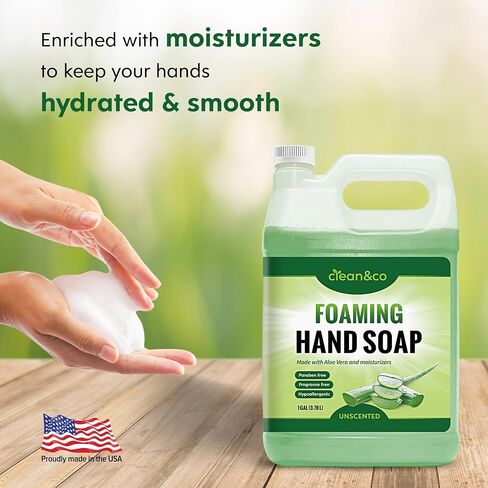clean&co Foaming Hand Soap - Unscented Instant Foam Hand Wash Refill 1 Gallon (128 oz) Bulk Jug (Unscented) in Saudi Arabia