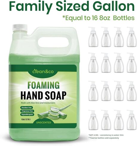 clean&co Foaming Hand Soap - Unscented Instant Foam Hand Wash Refill 1 Gallon (128 oz) Bulk Jug (Unscented) in Saudi Arabia
