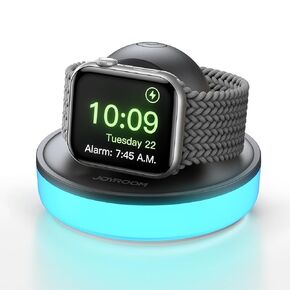 JOYROOM for Apple Watch Charger Stand, Portable Magnetic Charging Dock with USB C Cable & 7 Colorful Light, Fast iWatch Charger Stand Compatible with Apple Watch Ultra/SE/Series 9 8 7 6 5 4 3 2-White
