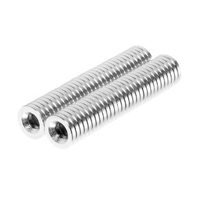 Round Disc Magnets 3/8x1/16 - Magnetic Countersunk Ring 10x1.5mm Screw Hole Size #4 Crafting Holder Door Cabinet Fastener Closure Mechanisms (60 Pack)