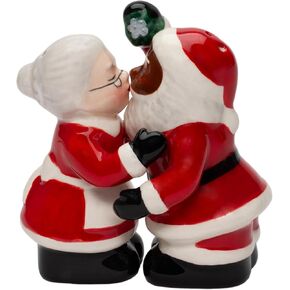 Cosmos Gifts 10725BW Holiday Interracial Santa Claus & Mrs.Claus Salt and Pepper Shakers