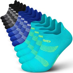 PAPLUS Running Ankle Socks Men Women 6 Pairs, Athletic Cushioned Low Cut Tab Sports Socks with Arch Support