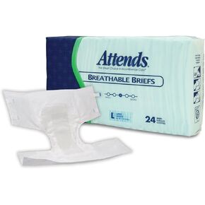 Attends Care Advanced Briefs with Odor-Shield for Adult Incontinence Care, Large, Unisex, 24 Count
