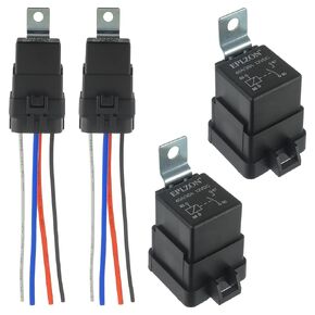 5 PIN 80/60 AMP 12V DC SPDT Waterproof Relay Heavy Duty 14 AWG Tinned Copper Wires with Harness Kit for Boats Auto Fan Cars(Pack of 2pcs)
