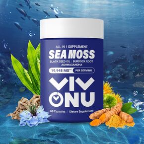 Sea Moss Black Seed Oil Ashwagandha Shilajit Ginger-Sea Moss Capsules withBurdock Turmeric Vitamins C & D3 Elderberry Ginger ACV Manuka Dandelion-Immune System,Skin,Energy Support