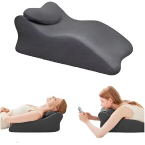 Bed Multifunctional Ergonomic Wedge Pillow with New Prone Position for Reading, Unique Curved Design, with Washable Cover (Black)