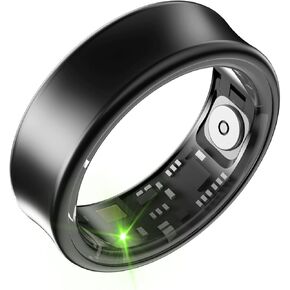 Smart Ring Health Fitness Tracker for Men Women - 5ATM Waterproof,Heart Rate Monitor, Hand Gesture Brush Tiktok, Titanium Alloy Smart Rings for iOS/Android(Matteblack #8)