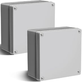 Kanayu 2 Pcs Plastic Junction Box Dustproof Conduit Box Gray Waterproof Electrical Box Outdoor Universal Weatherproof DIY Case Enclosure (6 x 6 x 3 Inch)