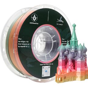 PLA 3D Printer Filament, Triple Color Silk PLA Filament, Dimensional Accuracy +/- 0.02 mm, 1 kg Spool(2.2lbs), 1.75 mm, Red Yellow Blue