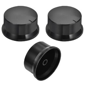 MECCANIXITY Rotary Potentiometer Knob 6mm Hole Dia Plum Blossom Shaft with Scale, 0.9" H x 1.8" Dia Black Plastic Electronic Control Cap for Volume Control