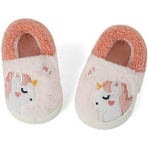 KAKU NANU Toddler Kids Unisex Slippers Animal Winter Warm Furry Shoes for Boys Girls