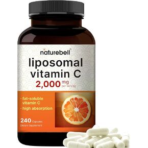 NatureBell Liposomal Vitamin C 2,000mg Per Serving, 240 Capsules | High Absorption Fat-Soluble Vitamins – Immune Support – Collagen Booster – Antioxidant Supplement – Non-GMO