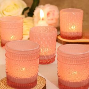 5ps حامل شموع زجاجي صغير حامل شموع Tealight شمعة زرقاء عتيقة ديكور بوهو ديكور حديث ديكور المنزل ديكورات الشتاء في الأماكن المغلقة in Kuwait