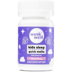 Wink Well Kids Melatonin Chewable Melts- Kids Sleep Aid Chews with Melatonin 1mg- Quick Deep Toddler Sleep Aid, Drug-Free-Fast, Non-Habit-Forming Kids Melatonin Dissolve Tablets- 30 Melts (Pack of 2)