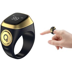 Smart Ring Counter, Smart Tasbih Zikr Ring, Muslim Islamic Prayer Smart Rings,Tasbih Counter Smart Ring, Digital Electronic Smart Tally Counter, Tasbeeh Smart Counter for Prayer (Black, 20mm)