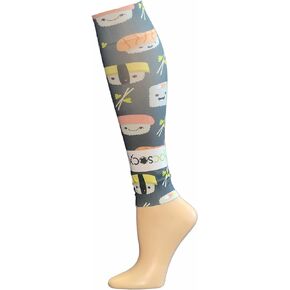 Hocsocx Smiley Sushi Moisture Wicking 13" Leg Sleeves | Under Shin Guard Footless Socks Help Prevent Rashes & Support Muscles, 2 Sleeves