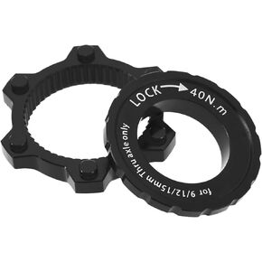 eMagTech Bike Center Lock Adapter Bicycle Center Lock to 6-Bolt Disc Brake Rotor Adapter with Lock Ring Compatible with 9/12/15mm Hub Axles Aluminium Alloy Black