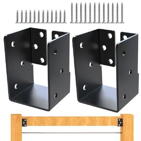 2 Pcs Concealed Joist Hanger Bracket, 201 Stainless Steel 4x6 Joist Bracket with Screws for 4x6 Railing Wood Post, Beam, Fence, Handrail Railing Brackets for Beam
