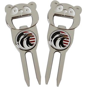 MONKEY SUN 2 Pack Golf Divot Tool,Ball Marker, 6 in 1 Divot Tool,Club Holder,Magnetized to Hold Ball Marker,Groove Cleaner,Repairs Course,Even A Bottle Opener,Golf Accessory for Golfers