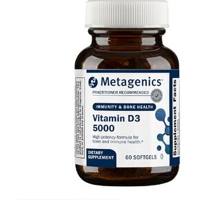 Metagenics Vitamin D3 5000 - for Immune Support, Bone Health & Heart Health* - High Potency Vitamin D - Non-GMO - Gluten-Free - 60 Softgels