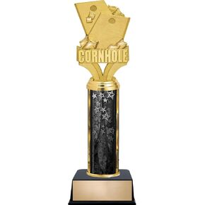 Customizable 11" Cornhole Black Star Trophy Award, Engrave Now