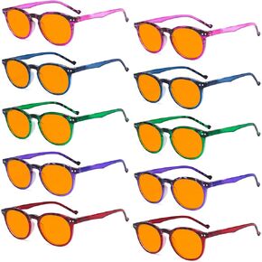 Eyekepper 5 Pack Reading Glasses Blue Light Blocking Computer Eyeglasses Orange Tinted