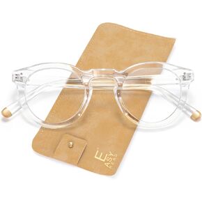 EASY READ Blue Light Blocking Glasses for Women,Retro Round Anti Eyestrain Computer Eyeglasses for Women with Spring Hinge