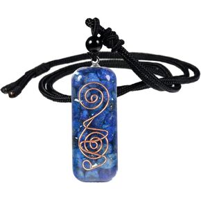 SUNYIK Healing Chakra Orgone Crystal Stone Pendant Necklace for Men and Women, Natural Rectangle Stone Necklace for Unisex Adjustable 18-24" in Kuwait