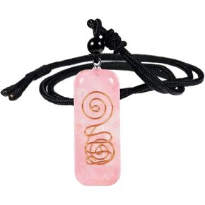 SUNYIK Healing Chakra Orgone Crystal Stone Pendant Necklace for Men and Women, Natural Rectangle Stone Necklace for Unisex Adjustable 18-24"