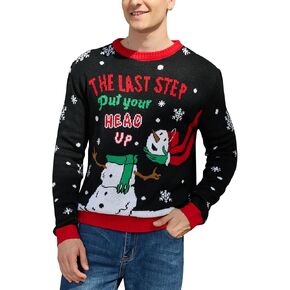 MyFav Men's Ugly Christmas Sweater Holiday Party Knitted Pullover Xmas Sweater