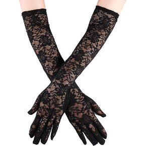Mealah Womens Long Opera Velvet Party Gloves 1920s Flapper Elbow Banquet Gloves