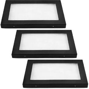 3 Pack Riker Display Cases Large Collectibles Display Cases Transparent Top for Collectibles Jewelry Pins (12 x 8 x 0.98 Inch)