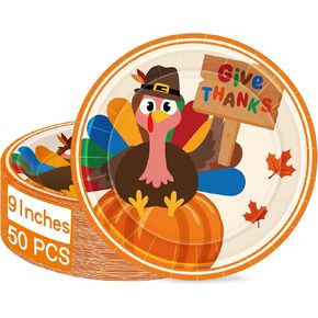 168 PCS Thanksgiving Plates and Napkins, Serve 24 Guests Disposable 9″ 7″ Fall Paper Plates, Thanksgiving Napkins Cups Cutlery, Friendsgiving Plates Dinnerware for Thanksgiving Party Supplies
