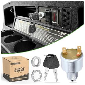 Starter Ignition Key Switch for EZGO Electric Golf Cart 17421G1, 2 Terminal Prongs, with Uniquely Keys