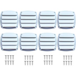 Marine Boat Square Air Vent,White Louver Ventilation Grille,Free Stainless Steel Screws(8 Pcs)
